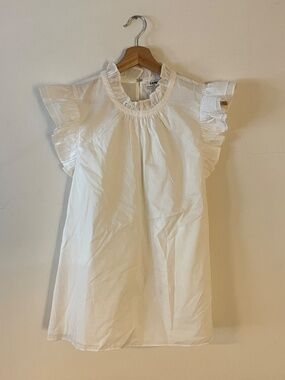 Express White Cotton Ruffle Neck Blouse